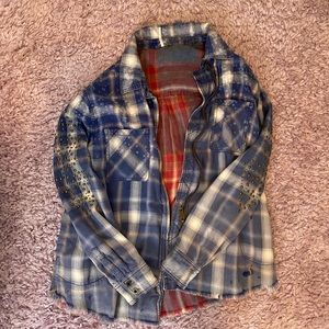 Free People Plaid Jacket with Studs
